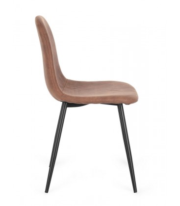 SEDIA NEW IRELIA NERO/MICROF.COGNAC