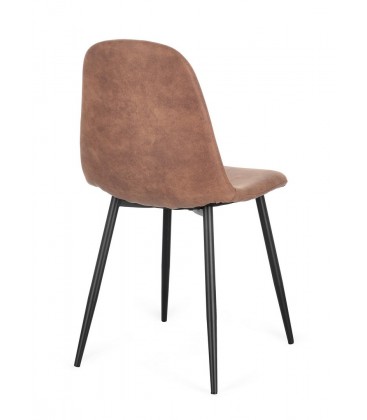 SEDIA NEW IRELIA NERO/MICROF.COGNAC