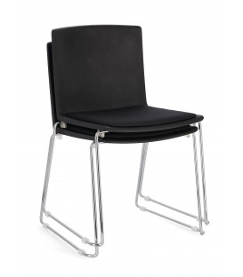 Sedia GIULIA seduta imbottita colore Nero gambe cromo