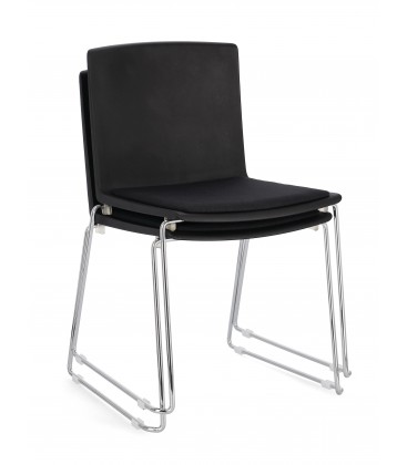 Sedia GIULIA seduta imbottita colore Nero gambe cromo