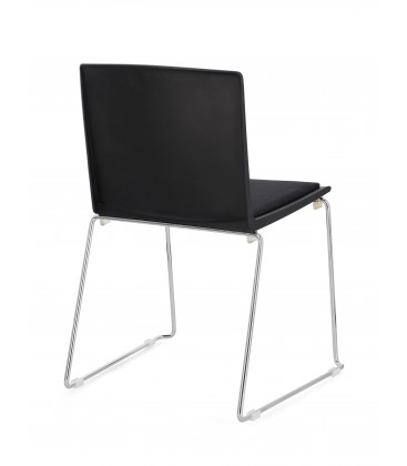 Sedia GIULIA seduta imbottita colore Nero gambe cromo