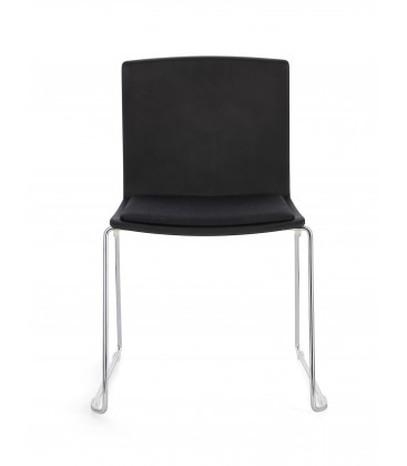 Sedia GIULIA seduta imbottita colore Nero gambe cromo