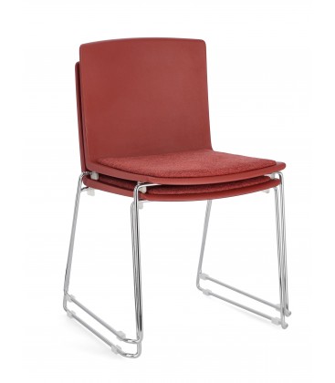 Sedia GIULIA seduta imbottita colore Rosso gambe cromo