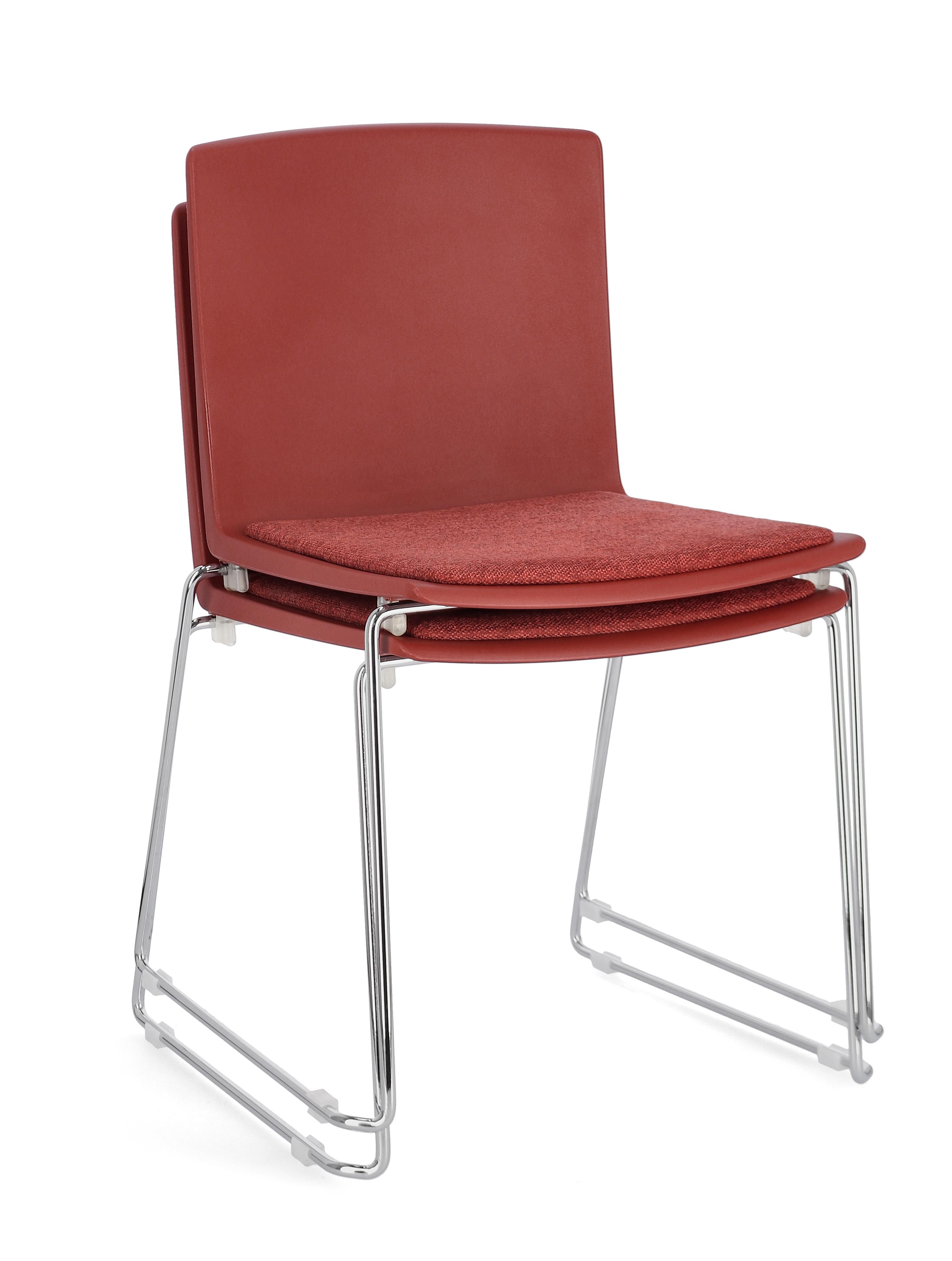 Sedia GIULIA seduta imbottita colore Rosso gambe cromo