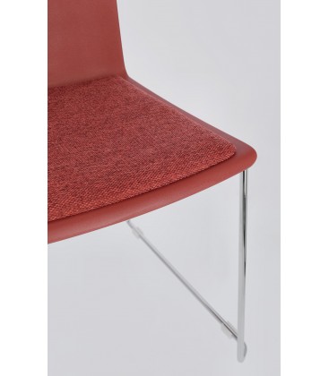 Sedia GIULIA seduta imbottita colore Rosso gambe cromo
