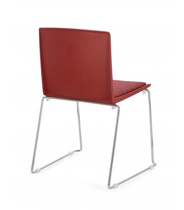 Sedia GIULIA seduta imbottita colore Rosso gambe cromo