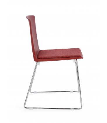 Sedia GIULIA seduta imbottita colore Rosso gambe cromo