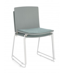 Sedia GIULIA seduta imbottita colore Rosso gambe cromo