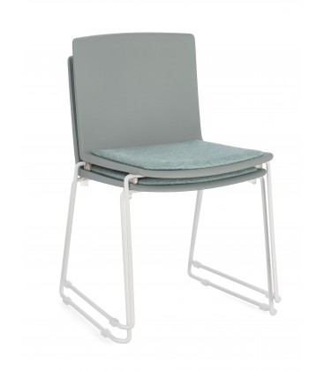 Sedia GIULIA seduta imbottita colore Rosso gambe cromo