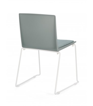 Sedia GIULIA seduta imbottita colore Rosso gambe cromo