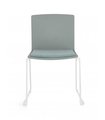 Sedia GIULIA seduta imbottita colore Rosso gambe cromo