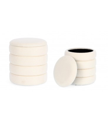 Set 2 Pouf contenitore KATERINA Bianco effetto bouclé