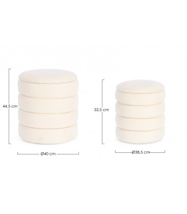 Set 2 Pouf contenitore KATERINA Bianco effetto bouclé