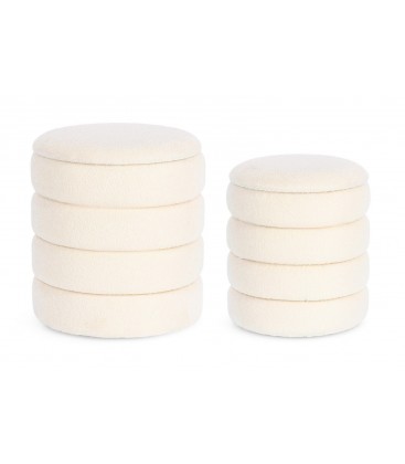 Set 2 Pouf contenitore KATERINA Bianco effetto bouclé