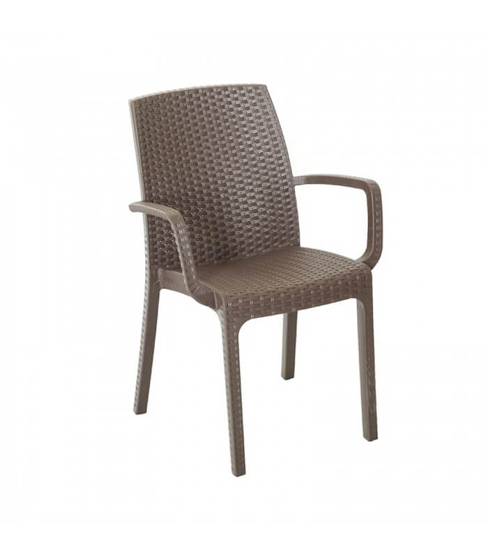 Set 4er sedia Bistrot sedia batch sedia da giardino sedia da campeggio in Polyrattan Marrone chiaro 