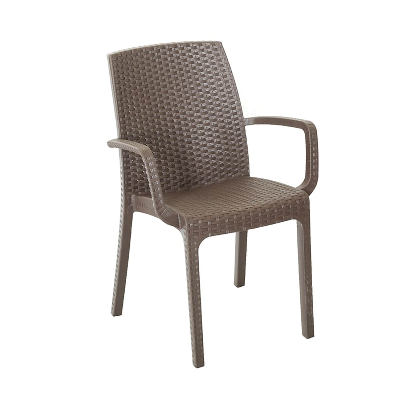 Sedia con braccioli impilabile effetto rattan in poliuretano per giardino