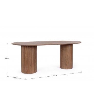 Tavolo ovale ORISSA fisso in legno naturale
