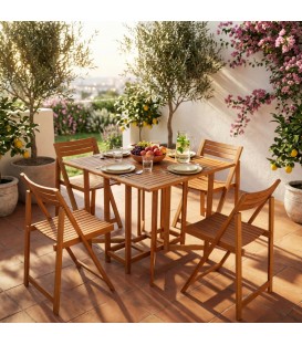 Set da esterno Tavolo + 4 sedie legno acacia