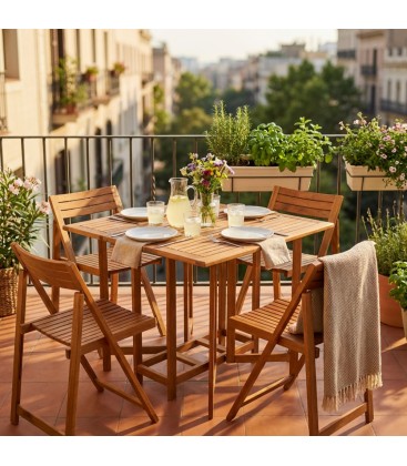 Set da esterno Tavolo + 4 sedie legno acacia