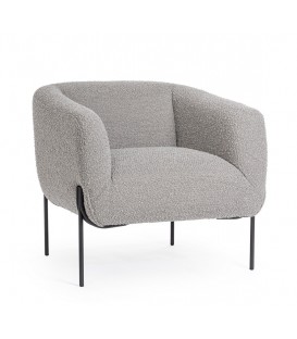 Poltrona CLAUDINE Grigio effetto Bouclé