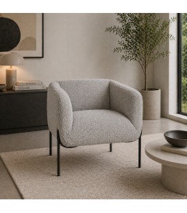 Poltrona CLAUDINE Grigio effetto Bouclé
