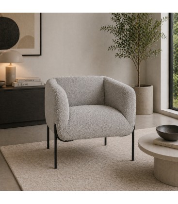 Poltrona CLAUDINE Grigio effetto Bouclé