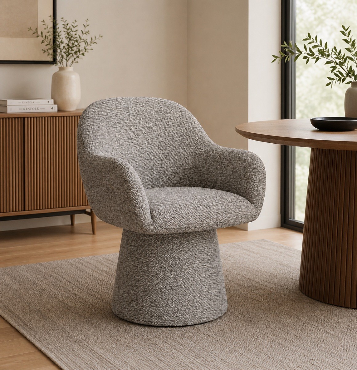 Poltrona Girevole ANTARA in tessuto Grigio