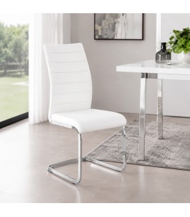 Sedia MYRA con rivestimento in ecopelle - Bianco