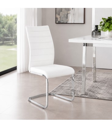 Sedia MYRA con rivestimento in ecopelle - Bianco