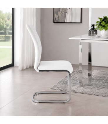Sedia MYRA con rivestimento in ecopelle - Bianco