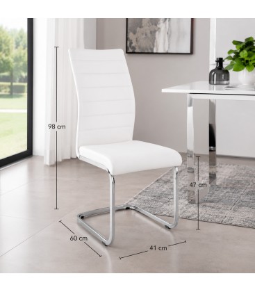 Sedia MYRA con rivestimento in ecopelle - Bianco