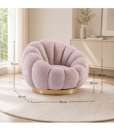Poltrona Girevole Florel - Rosa Antico