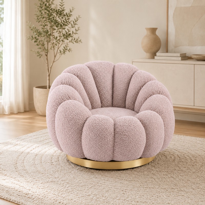 Poltrona Girevole Florel - Rosa Antico