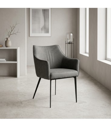 Sedia RUSSELL con braccioli colore Grigio Scuro