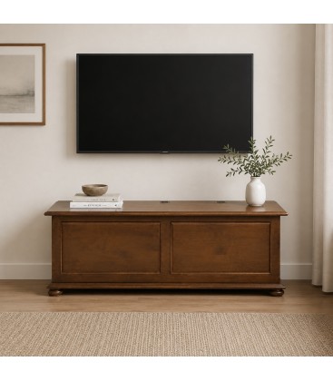 Cassapanca 120 cm in legno con piedi a cipolla Noce