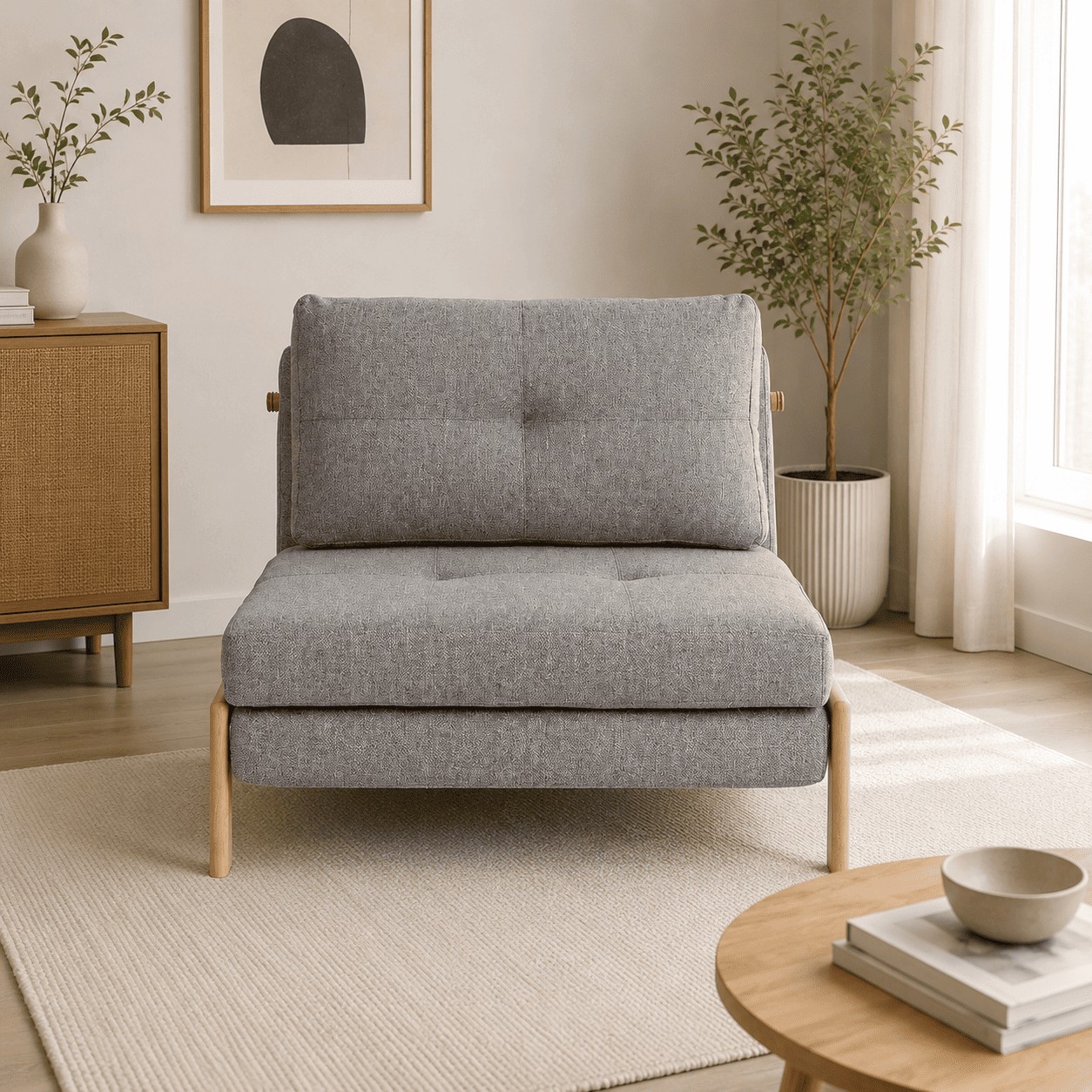 Divano Letto 1 Posto HAYDEN in Tessuto Grigio