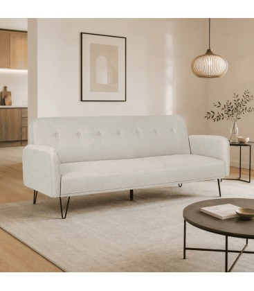 Divano Letto 3 Posti BRIDJET in Tessuto Beige