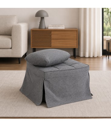 Pouf Letto 1 Posto BARNEY in Tessuto Grigio Scuro