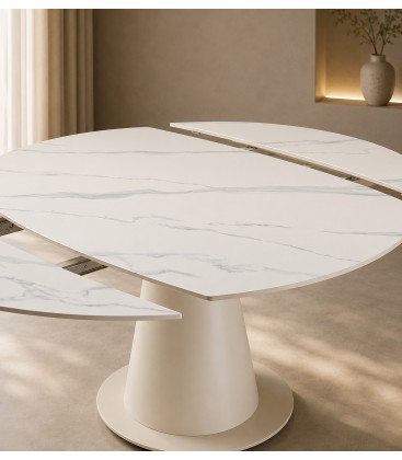 Tavolo Allungabile JAMI con Piano Effetto Marmo Statuario