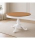 Tavolo rotondo allungabile bianco con piano rovere patinato