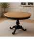 Tavolo rotondo allungabile Camelia nero con piano rovere patinato