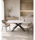 Tavolo allungabile Vulcano 140/180/220 cm effetto Marmo Statuario con base in metallo bianco