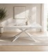Tavolo allungabile Etna 140/180/220 cm effetto Marmo Statuario con base in metallo Bianco