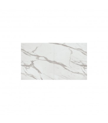 Tavolo allungabile Etna 140/180/220 cm effetto Marmo Statuario con base in metallo Bianco