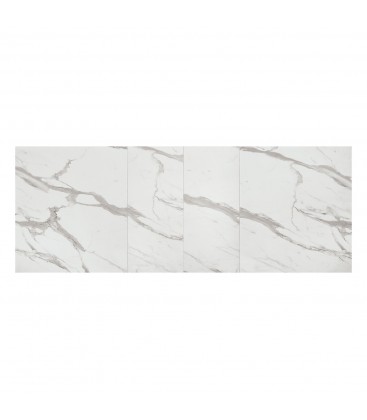 Tavolo allungabile Etna 140/180/220 cm effetto Marmo Statuario con base in metallo Bianco