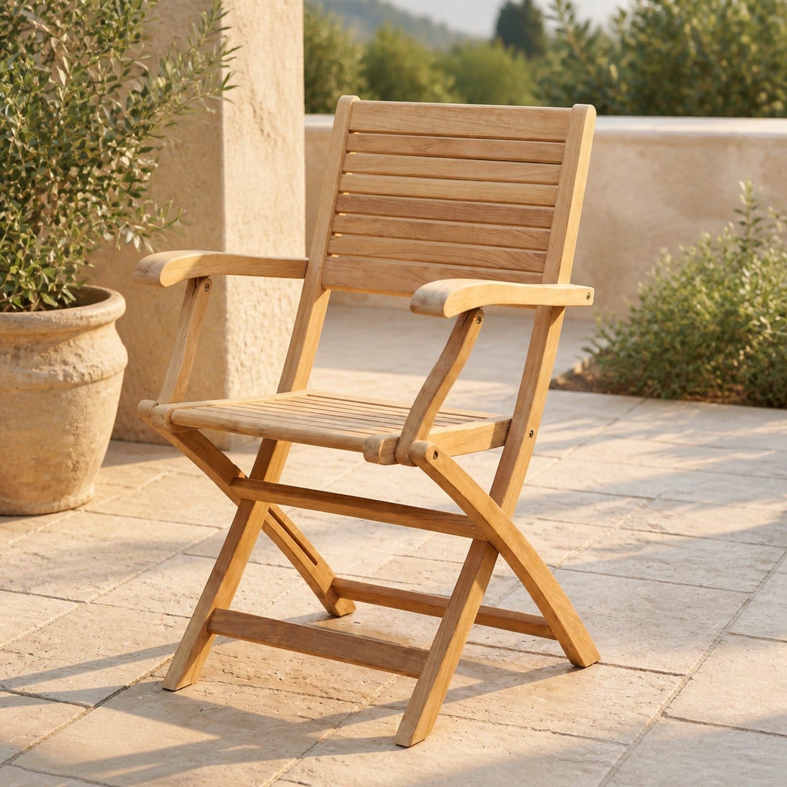 Poltrona pieghevole da giardino in teak Maremma