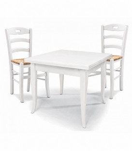 Set Tavolo quadrato allungabile + Sedie Rochelle seduta paglia