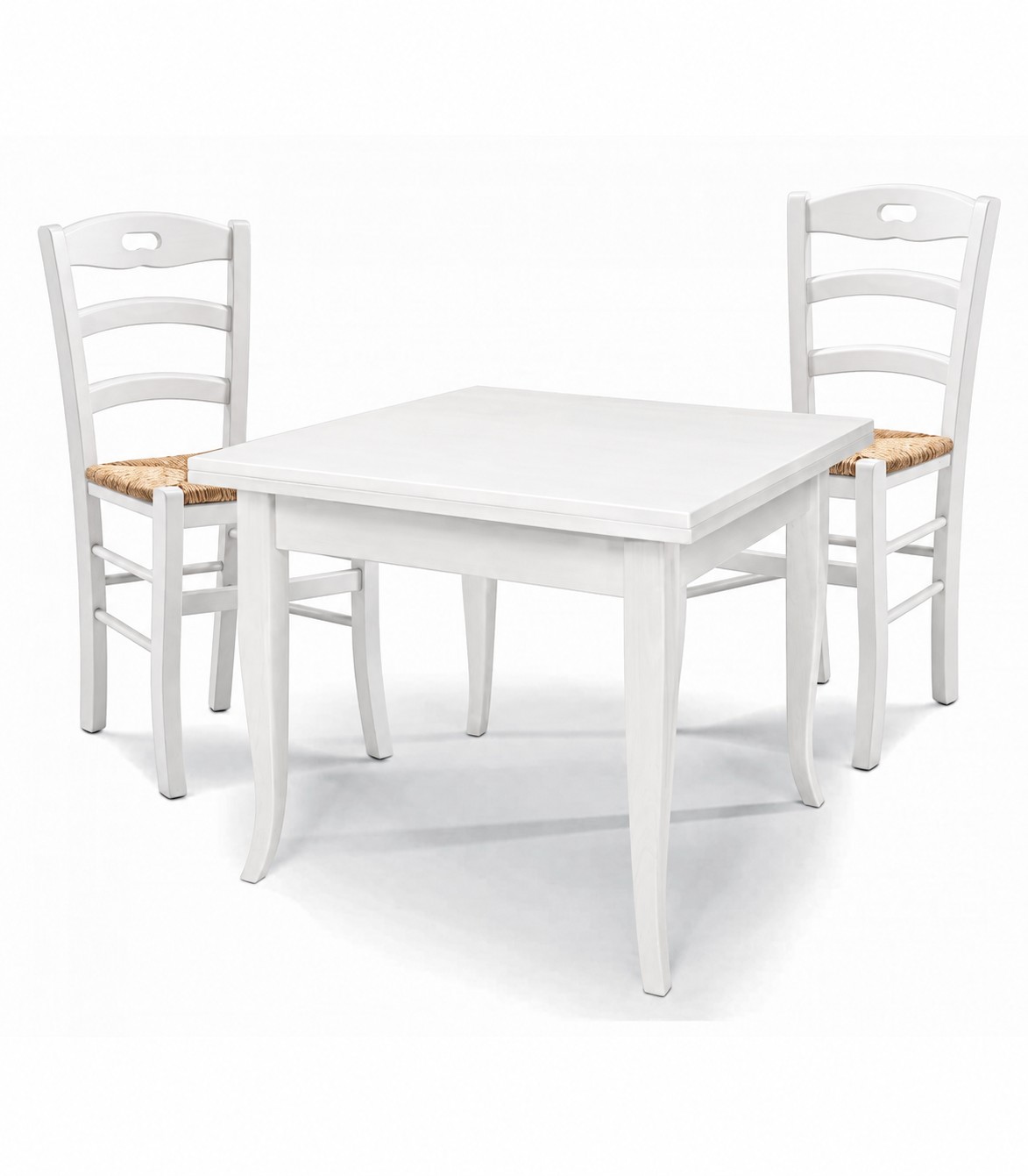 Set Tavolo quadrato allungabile + Sedie Rochelle seduta paglia