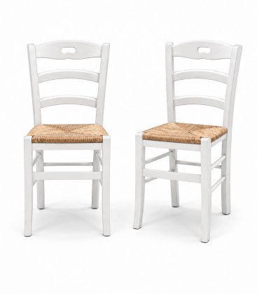 Set Tavolo quadrato allungabile + Sedie Rochelle seduta paglia