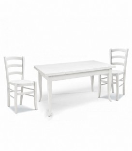 Set Tavolo rettangolare allungabile + Sedie Venezia seduta massello Bianco